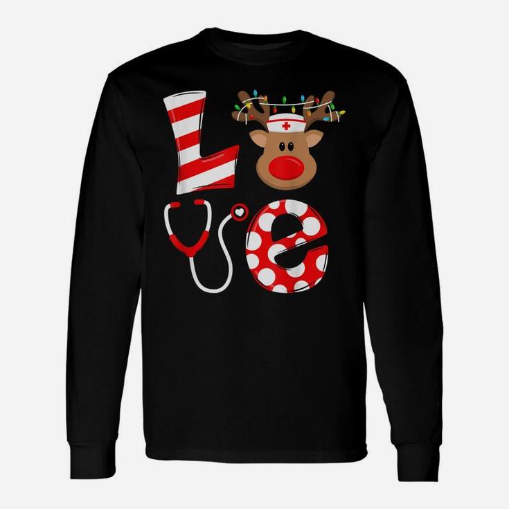 Christmas Nurse Love Nicu Rn Er Santa Reindeer Nurse Hat Elf Unisex Long Sleeve