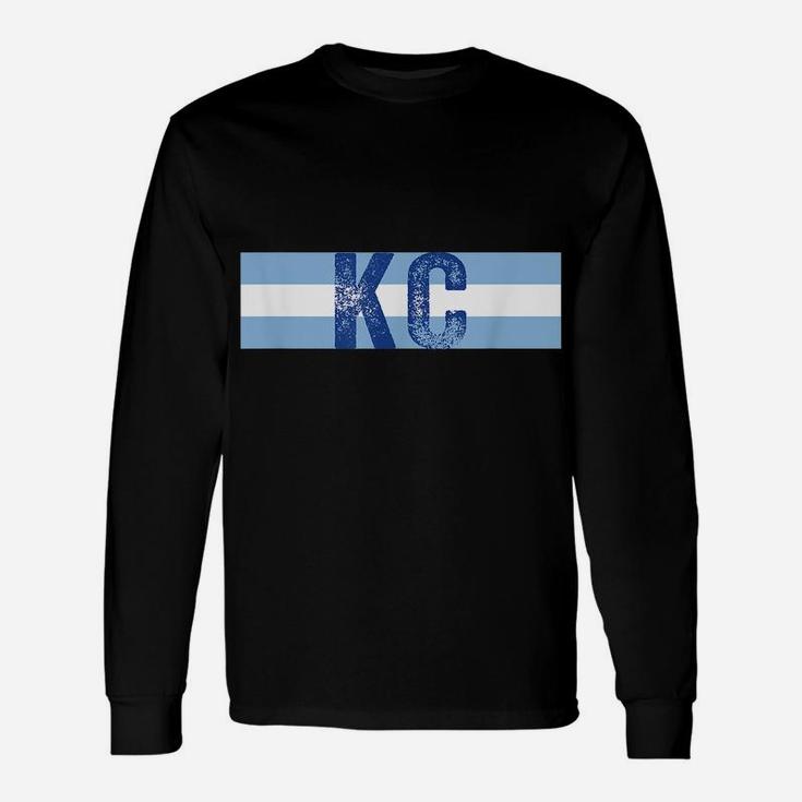 Cool Kc Royal Blue Kansas City Vintage Kc Baseball Stripes Unisex Long Sleeve