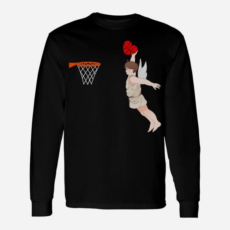 Cupid Dunk Cute Valentines Day For Basketball Lovers Unisex Long Sleeve