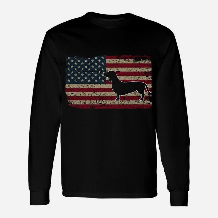 Dachshund America Flag Patriotic Weiner Dog Gift Sweatshirt Unisex Long Sleeve