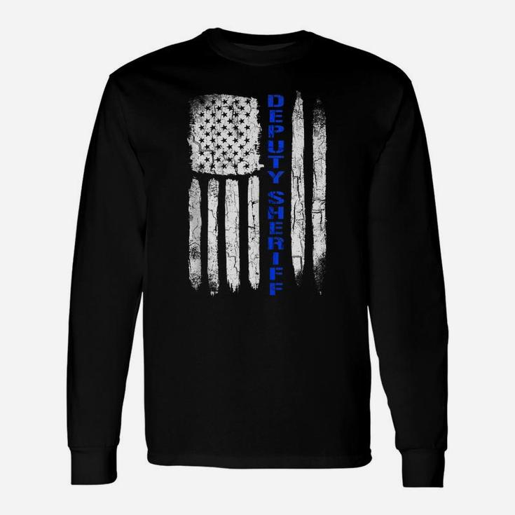 Deputy Sheriff Shirts For Men Thin Blue Line American Flag Unisex Long Sleeve