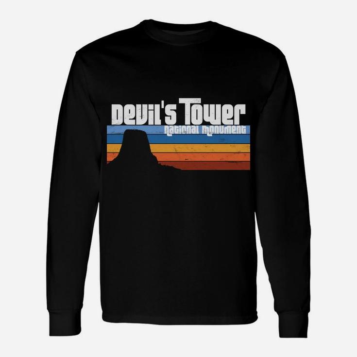 Devil's Tower National Monument Wyoming Retro WY Vacation Unisex Long Sleeve