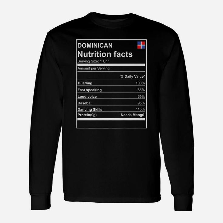Dominican Nutrition Facts PREMIUM Tshirt Dominican Republic Unisex Long Sleeve