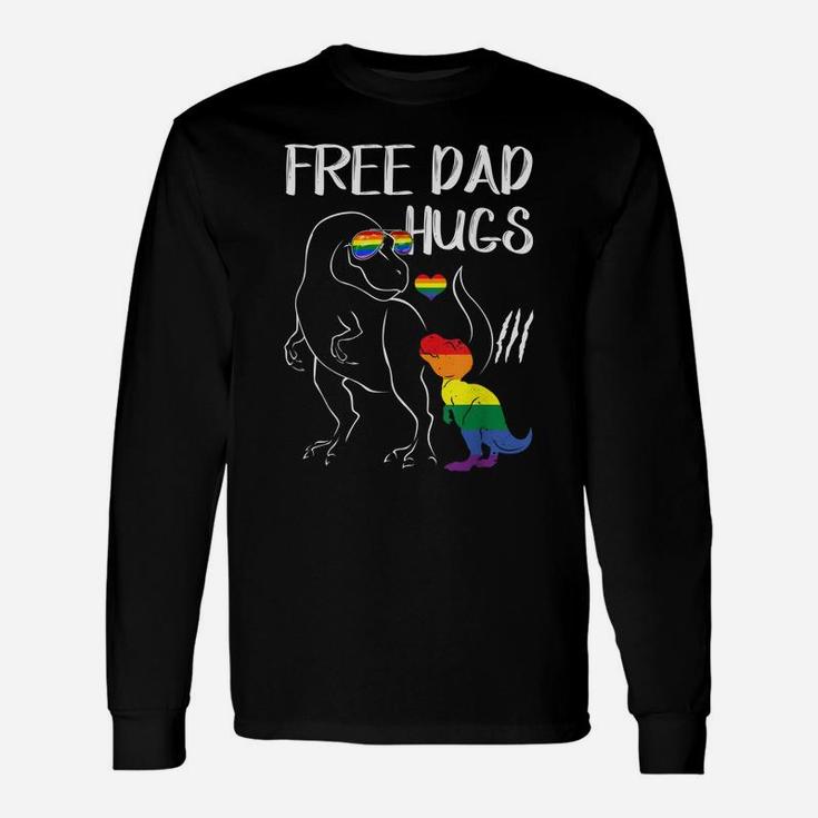 Free Dad Hugs Lgbt Pride Dad Dinosaur Rex  Gift Unisex Long Sleeve