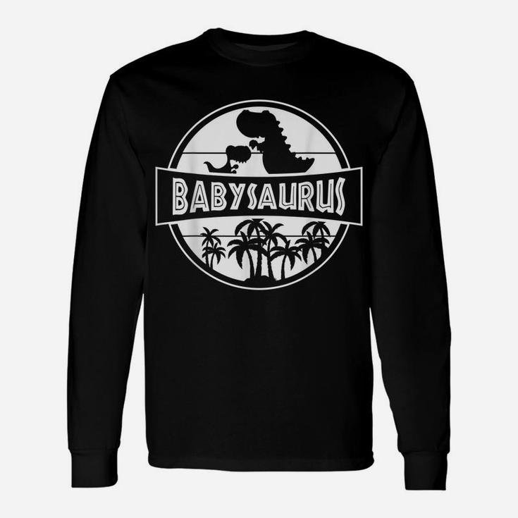 Fun Cute Babysaurus With Parent And Retro Vintage For Baby Unisex Long Sleeve