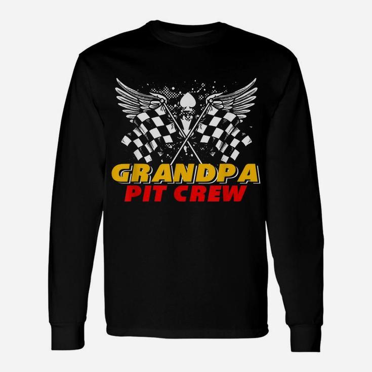 Grandpa Pit Crew Race Car Birthday Party Matching Family Unisex Long Sleeve