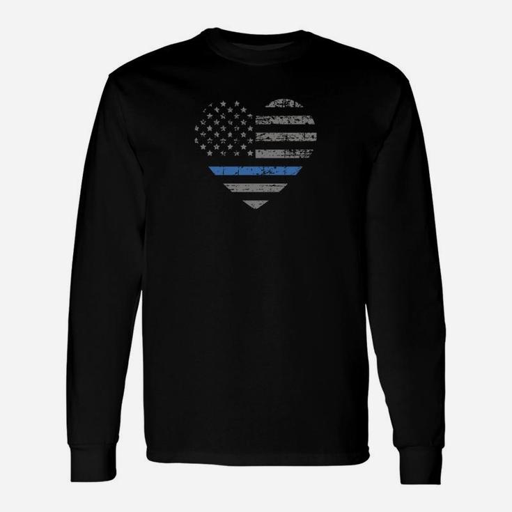 I Support The Thin Blue Line Heart Flag Sweatshirt Unisex Long Sleeve