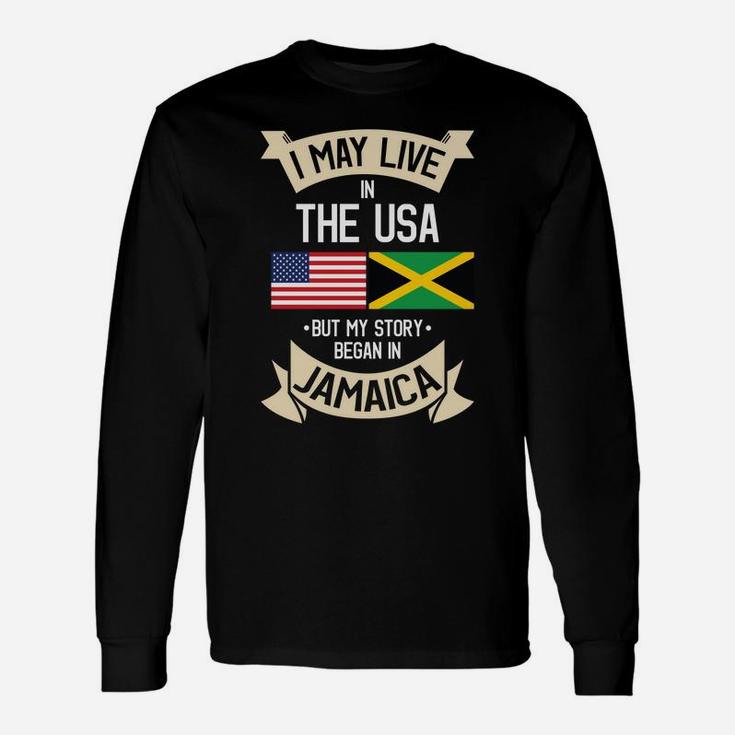 Jamaica American Flag Usa Jamaican Roots Gifts Sweatshirt Unisex Long Sleeve