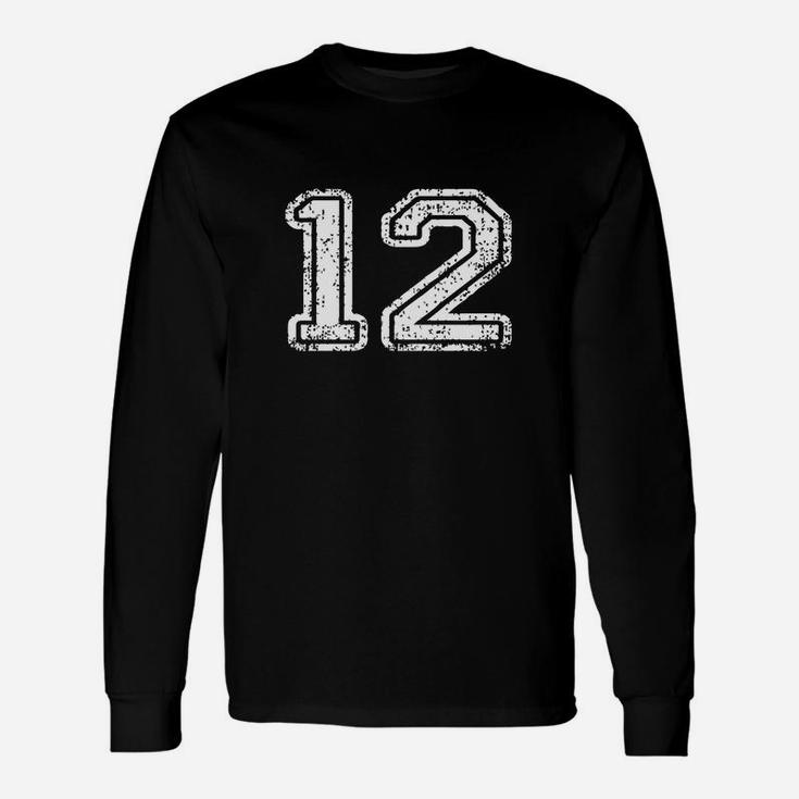 Jersey Number 12 Twelve T-shirt Football Number Sports Unisex Long Sleeve