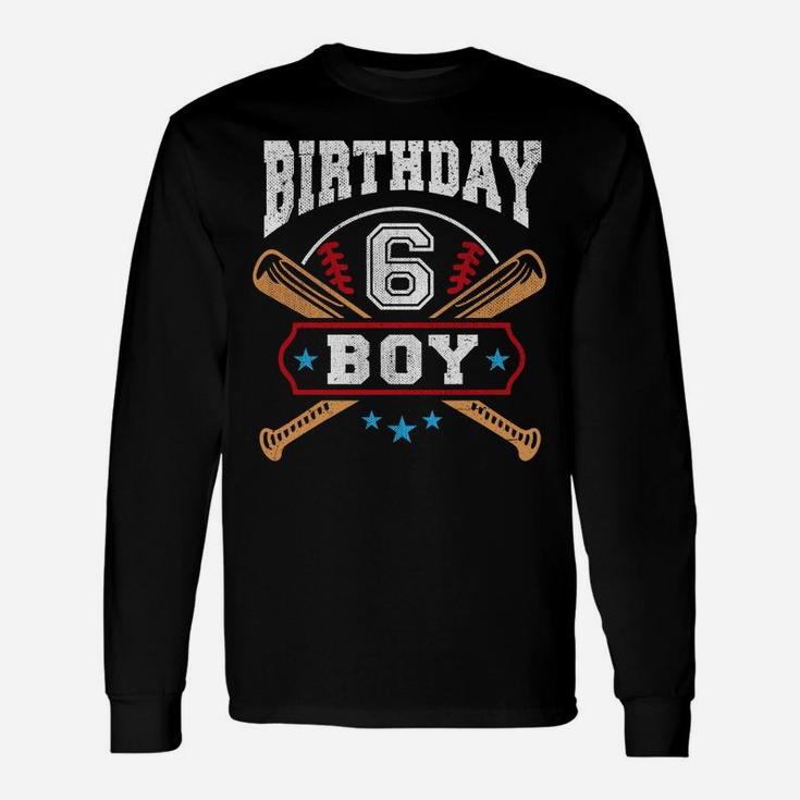 Kids 6 Years Old Boy 6th Birthday Baseball Gift Unisex Long Sleeve