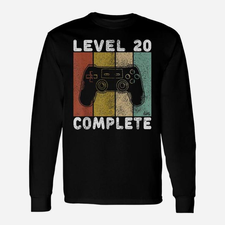Mens 20Th Birthday Shirt Men Gaming Tshirt Level 20 Complete Unisex Long Sleeve
