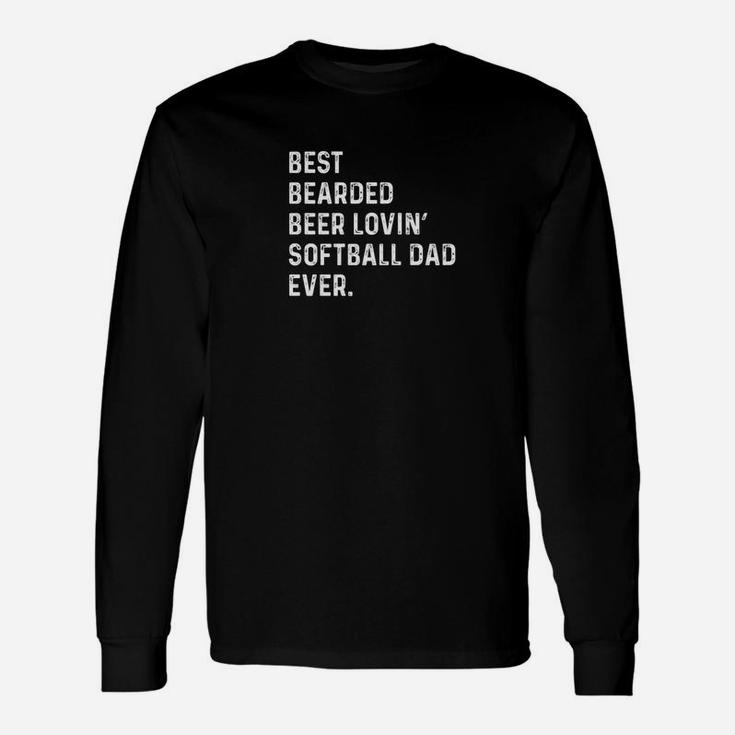 Mens Best Bearded Beer Lovin Softball Dad Fathers Day Gift Premium Unisex Long Sleeve