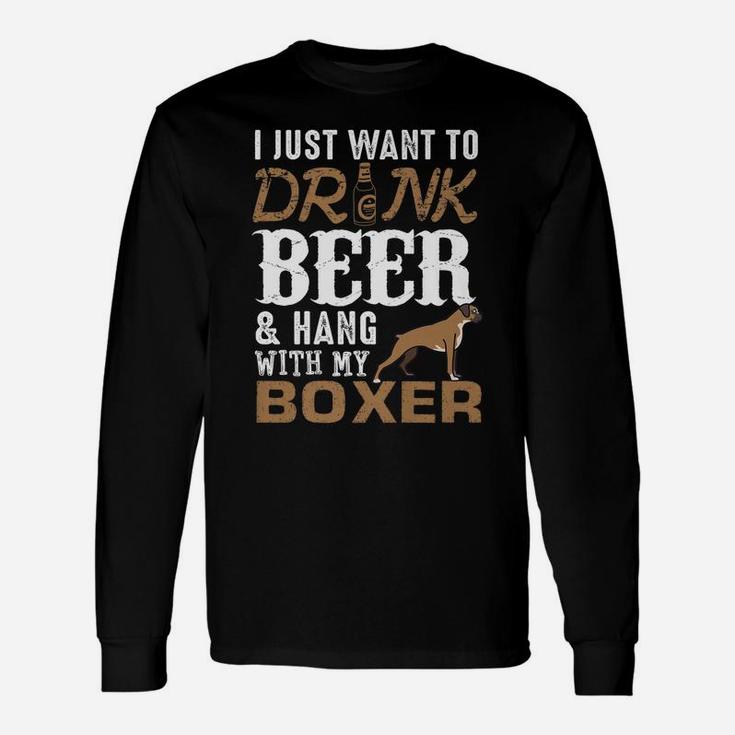 Mens Boxer DadShirt Funny Father's Day Dog Lover Gift Beer Tee Unisex Long Sleeve