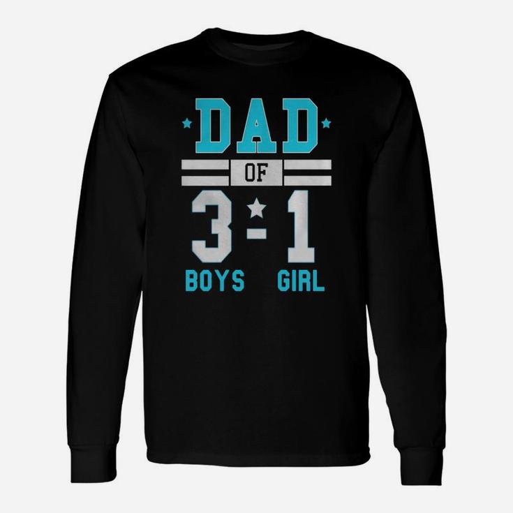 Men's Dad Of Three Boys And One Girl Football Score Style Shirt Unisex Long Sleeve