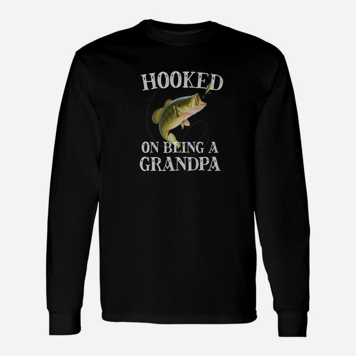 Mens Hooked On Being A Grandpa Quote Funny Fishing Mens Gift Premium Unisex Long Sleeve
