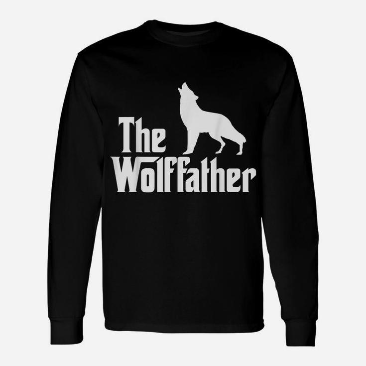 Mens The Wolffather Funny Wolves Lover Wolf Unisex Long Sleeve