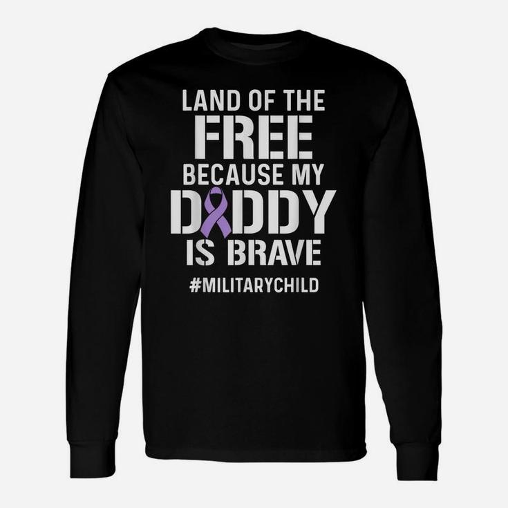 Military Child Month Purple Up Free Brave Dad Pride T Shirt Unisex Long Sleeve