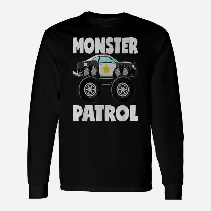 Monster Patrol Vintage Police Cop Car Monster Trucks Unisex Long Sleeve