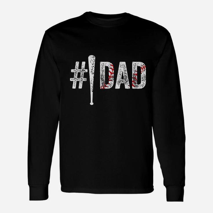 Number 1 Dad Number One Daddy Gift From Son Baseball Lover Unisex Long Sleeve