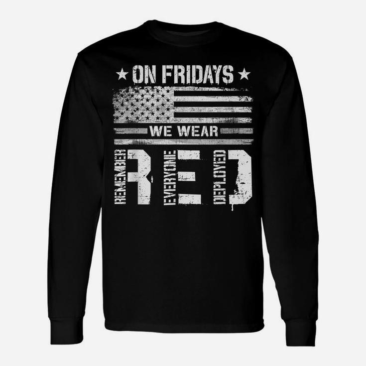 On Friday We Wear Red American Flag Military Supportive Unisex Long Sleeve