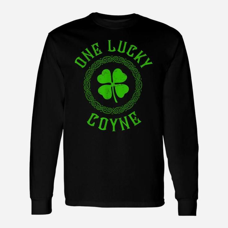 One Lucky Coyne Irish Last Name Distressed Clover T-Shirt Unisex Long Sleeve