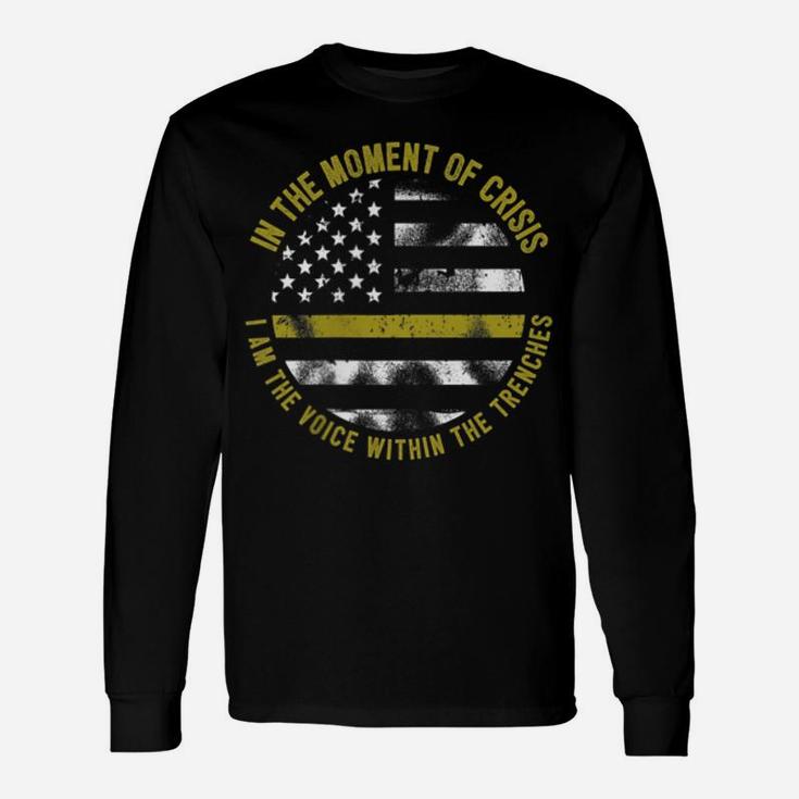 Police And Fire 911 Dispatcher Thin Gold Line Flag Unisex Long Sleeve