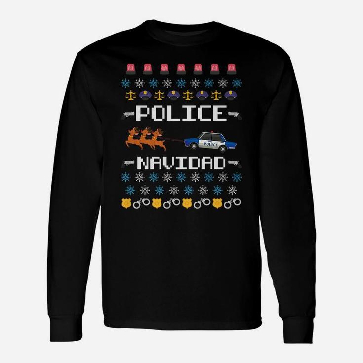 Police Navidad Ugly Christmas Sweater Funny Policeman X-Mas Unisex Long Sleeve