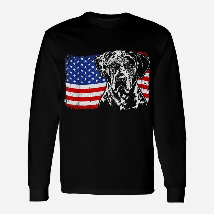 Proud Catahoula Leopard Dog American Flag Patriotic Dog Gift Unisex Long Sleeve