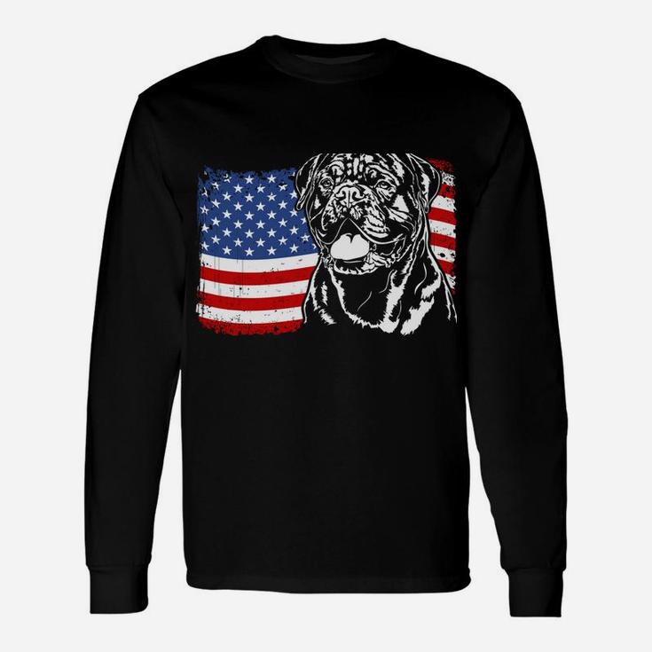 Proud French Mastiff American Flag Patriotic Dog Gift Unisex Long Sleeve