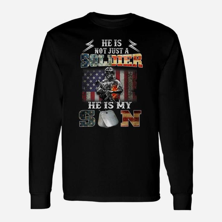 Proud Soldier Army Parents Mom Dad He Is My Son Flag Gift Unisex Long Sleeve