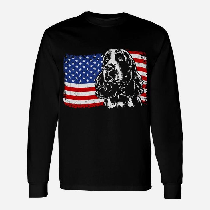 Proud Springer Spaniel American Flag Patriotic Dog Gift Sweatshirt Unisex Long Sleeve