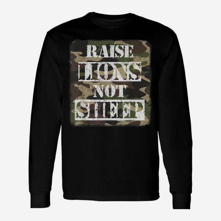 Raise Lions Not Sheep, American Patriot Camo, Patriotic Lion Unisex Long Sleeve