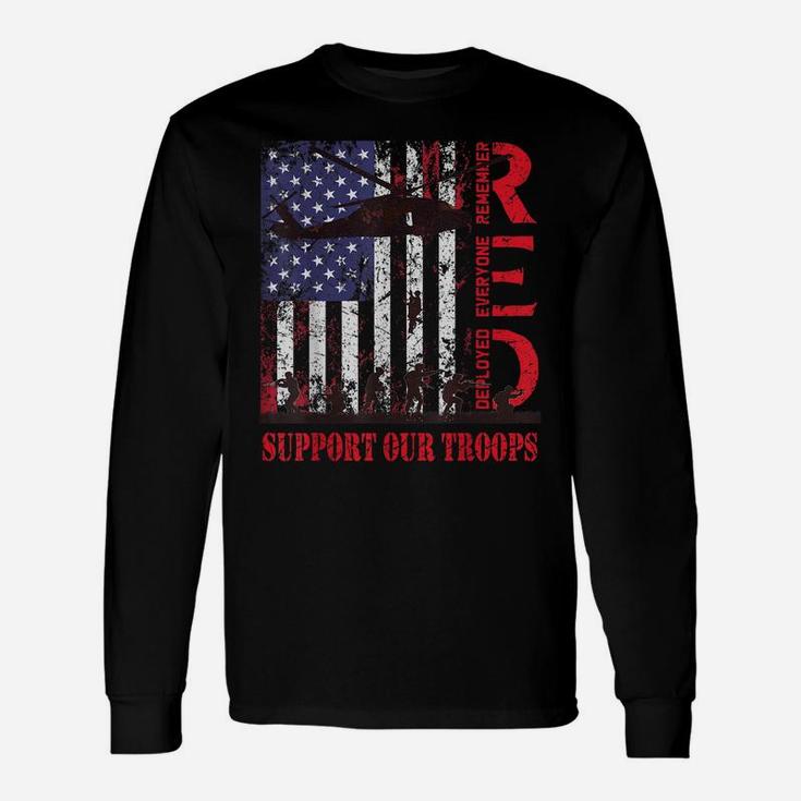 Red Friday Support Our Troops Us Flag Military Army Veteran Unisex Long Sleeve