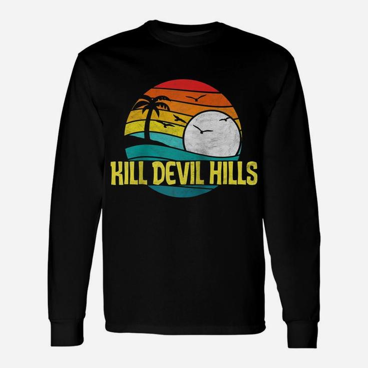 Retro Kill Devil Hills Beach Sun & Surf Eighties Graphic   Raglan Baseball Tee Unisex Long Sleeve