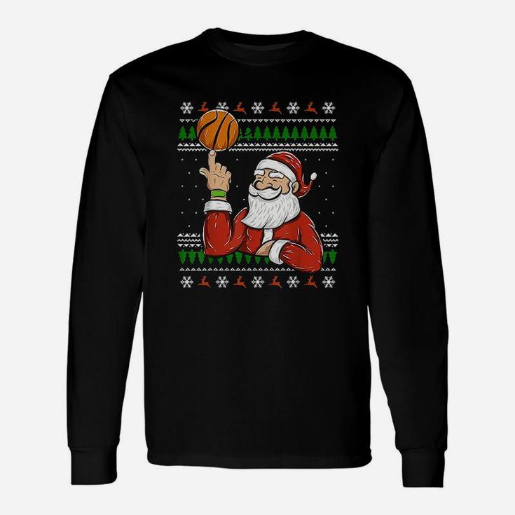 Santa Playing Basketball | Christmas Ugly Sweater T-shirt Unisex Long Sleeve