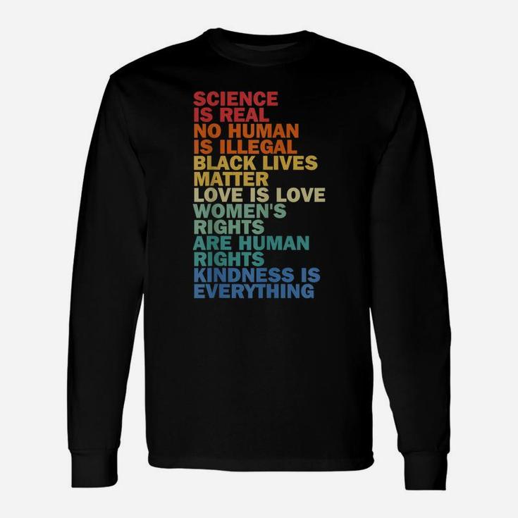 Science Is Real, Kindness Is Everything Vintage Style Unisex Long Sleeve