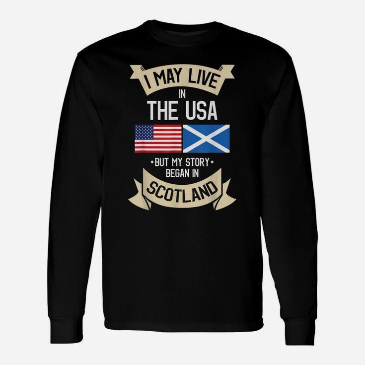 Scotland American Flag Usa Scottish Roots Gifts Unisex Long Sleeve