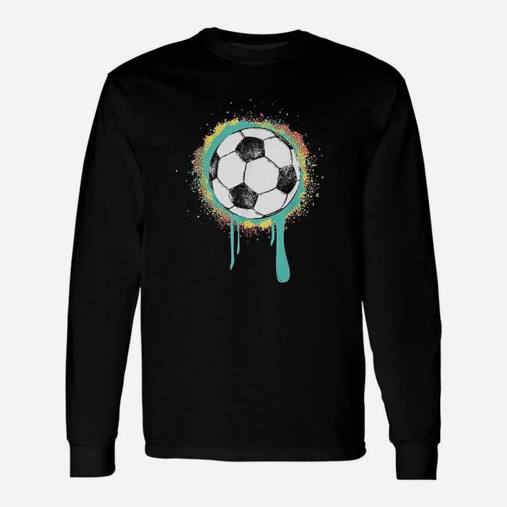 Soccer Ball With Vintage Retro Graffiti Paint Design Graphic Unisex Long Sleeve