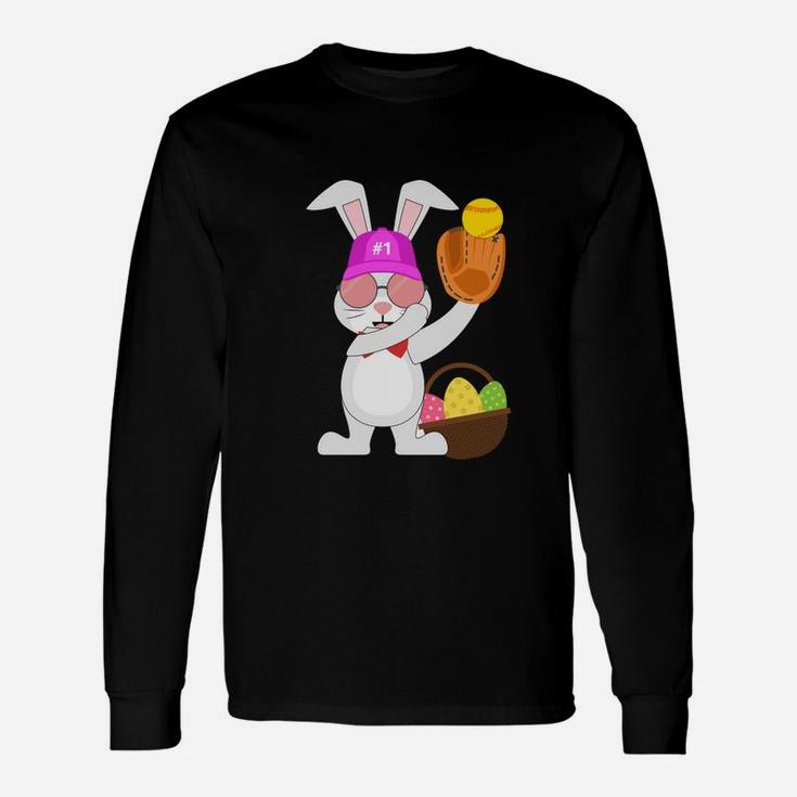 Softball Bunny Rabbit For Kids Youth Boys Girls Unisex Long Sleeve