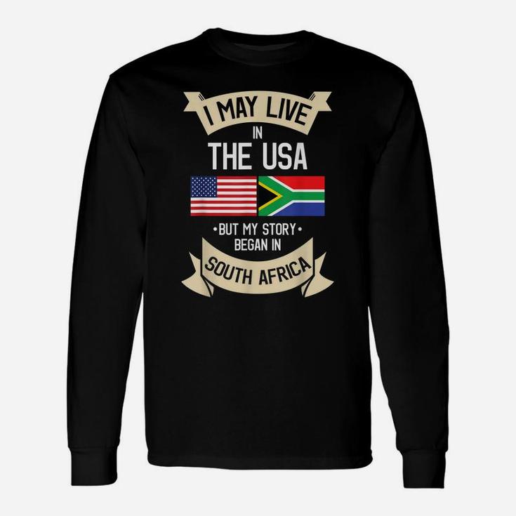 South Africa American Flag Usa South African Roots Gifts Unisex Long Sleeve