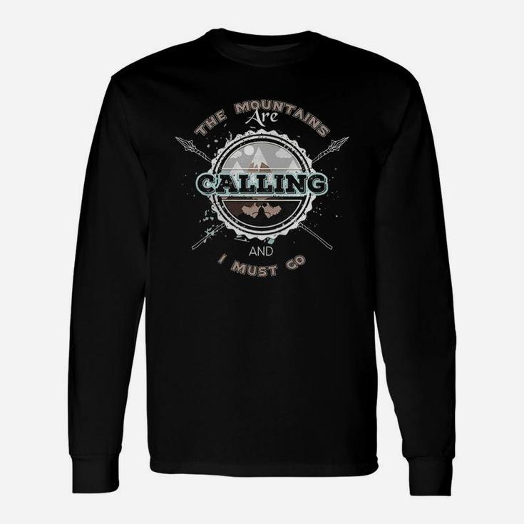 The Mountains Are Calling Hiking Tee Unisex Long Sleeve