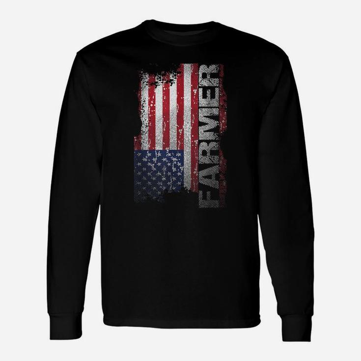 Usa Flag Farmer , American Farmers Tee Patriotic Gift Unisex Long Sleeve