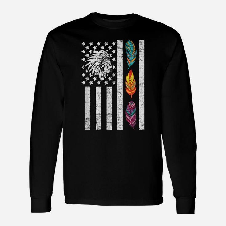 Usa Flag Feather Native American Heritage Day Indian Gift Unisex Long Sleeve