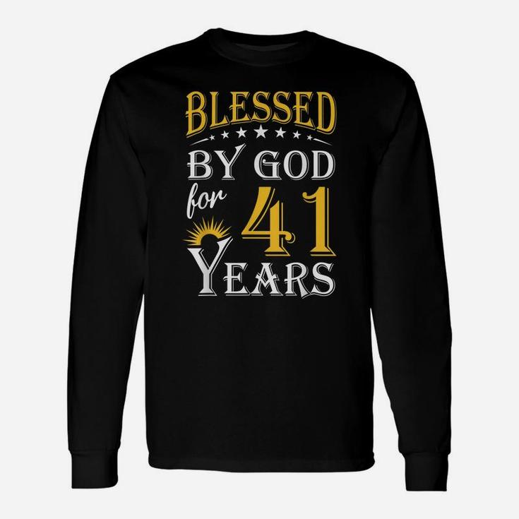 Vintage Blessed By God For 41 Years Happy 41St Birthday Unisex Long Sleeve