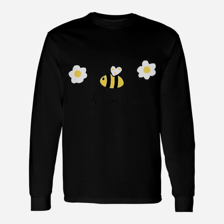 Womens 'Bee' Kind Cute Bumble Bee & Daisy Flowers Graphic Unisex Long Sleeve
