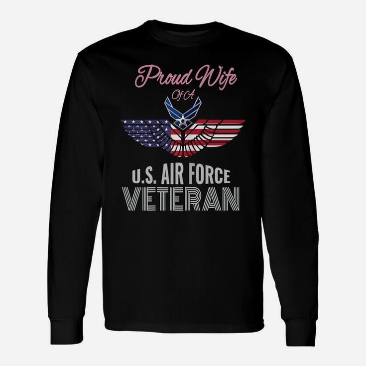 Womens Proud Wife Of Us Air Force Veteran Patriotic Military Spouse Unisex Long Sleeve