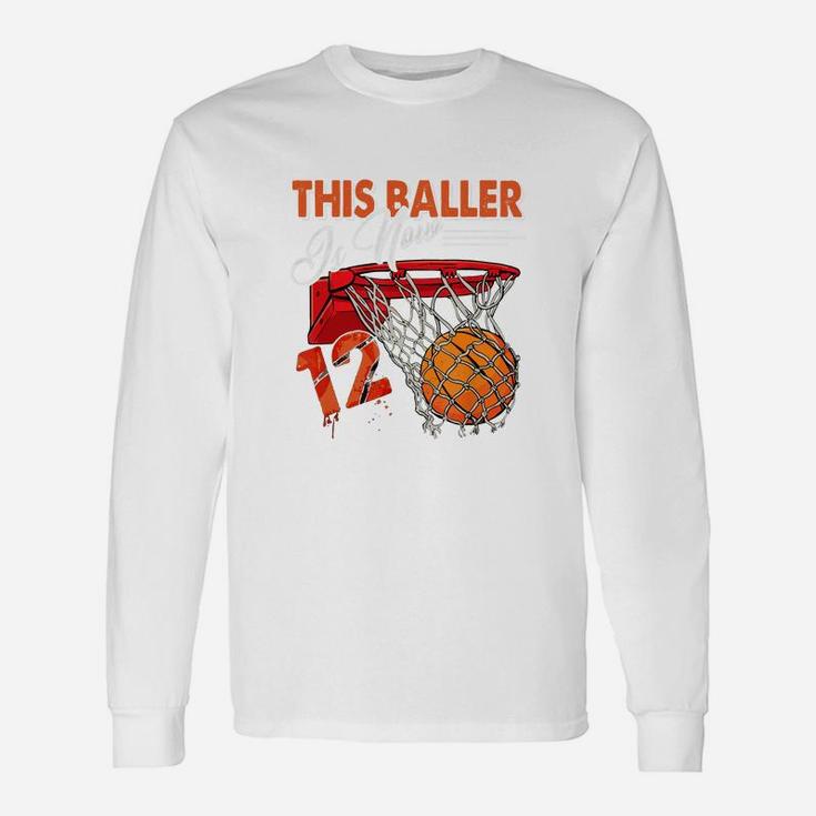 12th Birthday Basketball Funny 12 Years Old Kids Gift Unisex Long Sleeve