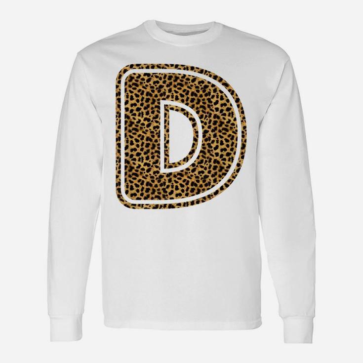 Letter D Leopard Print Initial Case Funny Birthday Gift Unisex Long Sleeve