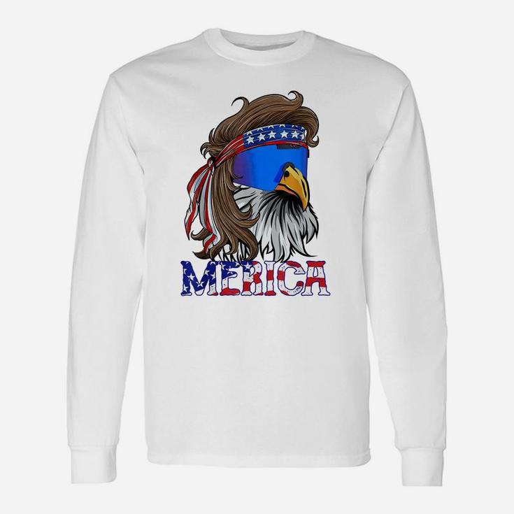 Mens Merica Eagle Mullet Shirt American Flag Usa Men 4Th Of July Unisex Long Sleeve