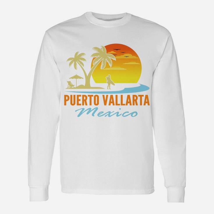 Mens Puerto Vallarta Mexico Beach Sunset Palm Trees Ocean Surfer Unisex Long Sleeve